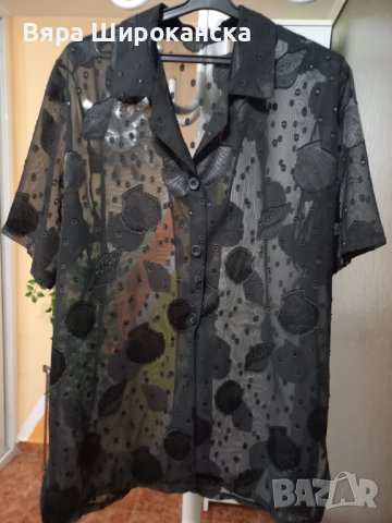 Черна официална копринена риза. Рамер: L. 