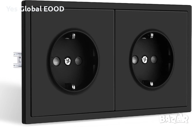 CNBINGO двоен стенен контакт черен с детска защита, снимка 2 - Друга електроника - 53022167