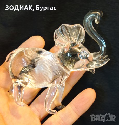 Стъклена Фигура - СЛОН - 10 см, снимка 2 - Декорация за дома - 31104355