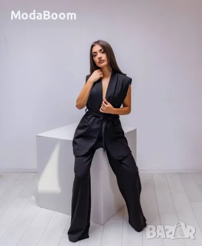 Луксозен черен дамски комплект от две части 