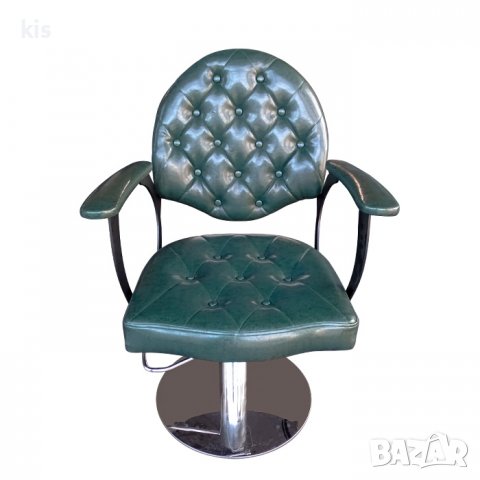 Луксозен фризьорски стол с копчета -  черен, петролнозелен или жълт, снимка 5 - Фризьорски столове - 37425619