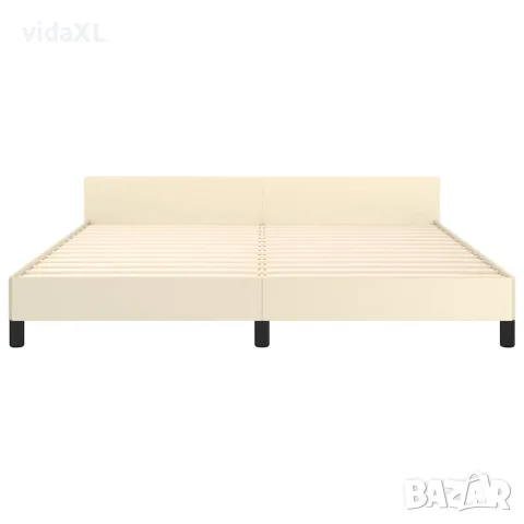 vidaXL Рамка за легло с табла без матрак, кремава, 180x200 см, снимка 5 - Спални и легла - 56147173