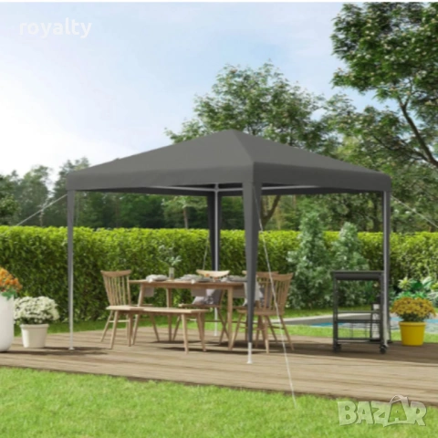 Сгъваема градинска шатра 3x3 м – Здрава метална конструкция, регулируема височина и защита от слънце, снимка 8 - Градински мебели, декорация  - 54125275