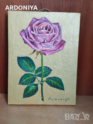 Картина Роза маслени бои, снимка 2 - Картини - 44618374