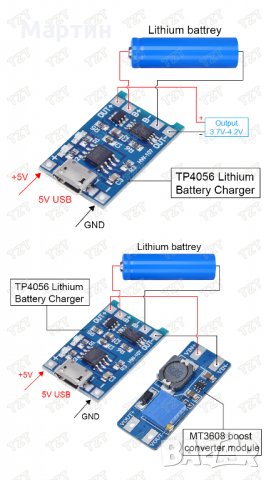 Зарядно устройство модул платка 5V 1A Micro USB type-c 18650 литиева батерия, снимка 2 - Друга електроника - 29314288