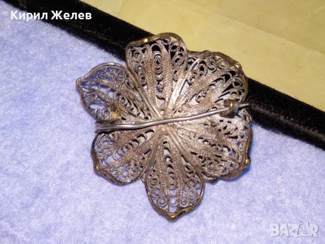 ФИЛИГРАННА СТАРИННА СРЕБЪРНА ФЛОРАЛНА БРОШКА МАЙСТОРСКА РЪЧНА КУЮМДЖИЙСКА ИЗРАБОТКА 34408, снимка 5 - Антикварни и старинни предмети - 39507516