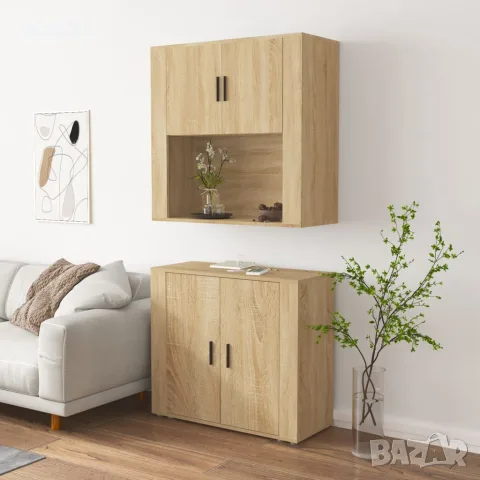 vidaXL Висок шкаф, сонома дъб, инженерно дърво, снимка 4 - Бюфети - 56146723