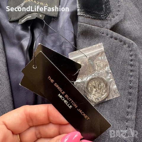 Дамско сако BCBG MaxAzria Michelle, размер S памучна вълна с едно копче, снимка 4 - Сака - 52461353