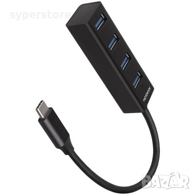 USB Хъб Type C USB3.2 Axagon HUE-M1C 4 USB Порта Черен, Метален Разклонител, снимка 1 - Кабели и адаптери - 31895633