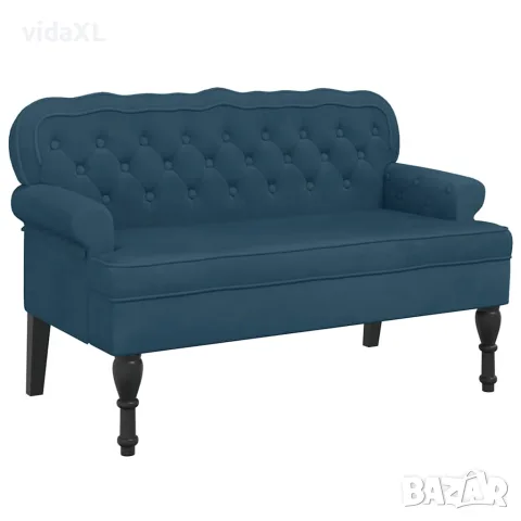vidaXL Пейка с облегалка, синя, 119,5x64,5x75 см, кадифе