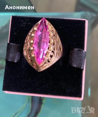 Руски златен пръстен с уникален  камък, снимка 3 - Пръстени - 54181386