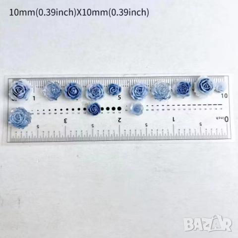 РАЗПРОДАЖБА - 50 броя акрилни розички за декорация – синьо-сиви, снимка 3 - Продукти за маникюр - 52721115