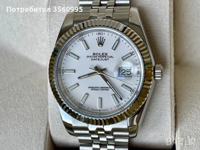 Ролекс часовник механичен Бял Rolex Oyster Perpetual 41 White, снимка 6 - Луксозни - 48102296