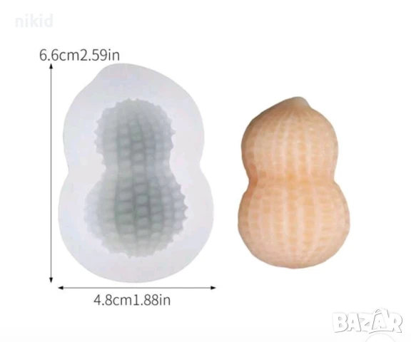 3D Голям фъстък в обвивка силиконов молд форма фондан шоколад гипс смола свещ сапун декор, снимка 4 - Форми - 51268608