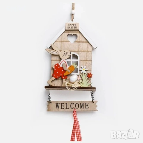 Великденска висяща къщичка заек 11x20cm_1260340