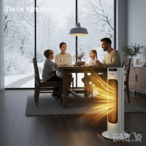 Вертикален керамичен отоплител с дистанционно и защита от прегряване, снимка 2 - Отоплителни печки - 52531556