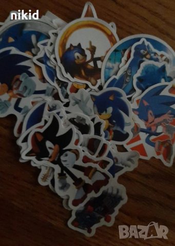 # 1 вид:  50 бр Соник Sonic самозалепващи лепенки стикери за украса декор картонена торта и др, снимка 4 - Други - 31391597