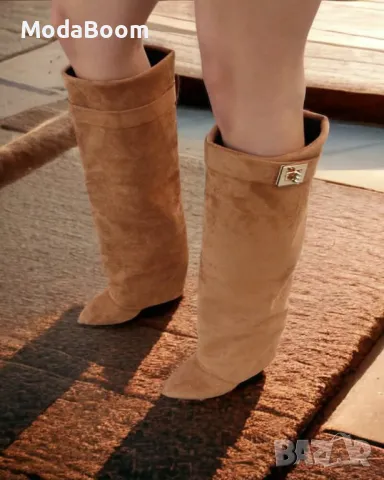 Ботуши на платформа - Велур