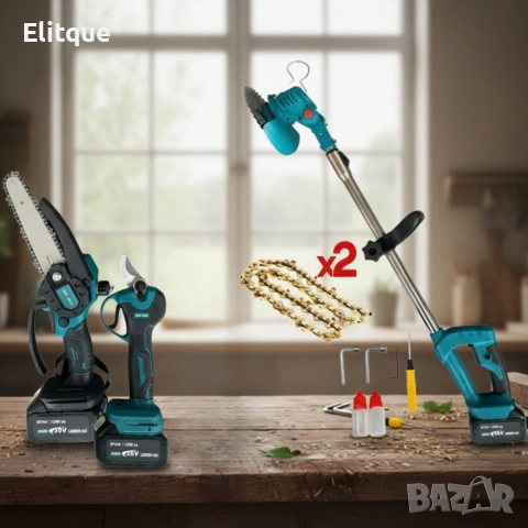 Акумулаторен комплект 3в1 – тример, ножица и резачка с 3 батерии 36V/8Ah, снимка 3 - Други инструменти - 53338133