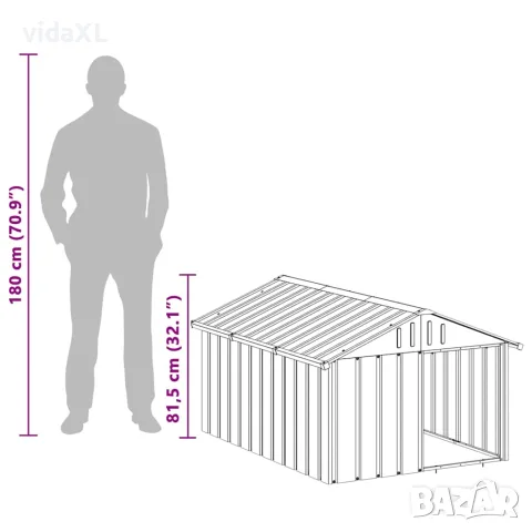 vidaXL Кучешка къща антрацит 116,5x153x81,5 см поцинкована стомана, снимка 10 - За кучета - 56146350