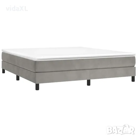 vidaXL Рамка за легло с пружини, светлосива, 160x200 см, кадифе, снимка 3 - Спални и легла - 56146581