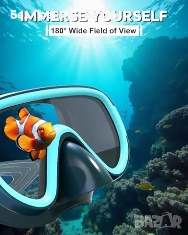 Нова Маска и шнорхел за възрастни – 180° изглед, антифог, силикон, море, снимка 6 - Водни спортове - 49684745