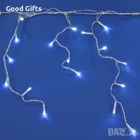 Коледни лампички Завеса, 144 LED, Студено бяло, С програми