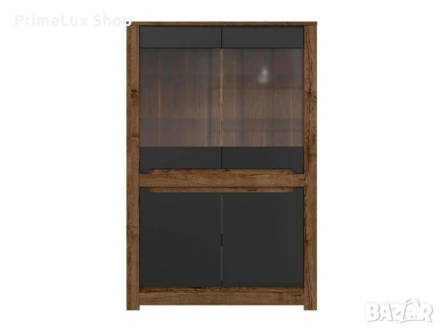 Витрина RUSO REG2W2D корпус дъб април/фронт черно мат , снимка 4 - Секции и витрини - 53091872