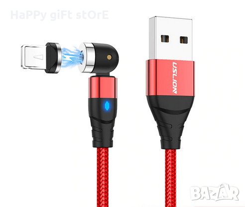 Магнитен USB кабел 180°-360° за зареждане на телефони micro USB, Type C, 8-pin, магнитно замагнитно, снимка 3 - USB кабели - 31578122