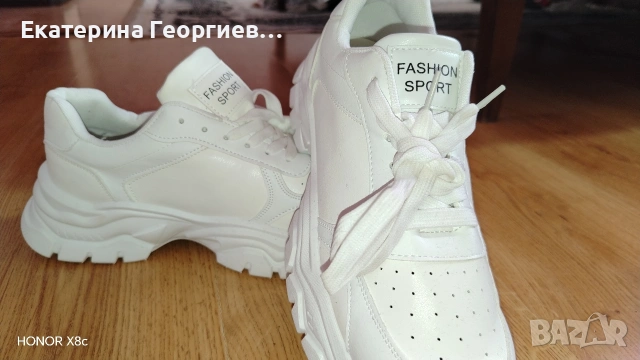 Бели дамски Маратонки, снимка 3 - Маратонки - 54290017