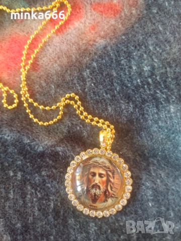 Позлатени колие с Исус, снимка 3 - Колиета, медальони, синджири - 53045248