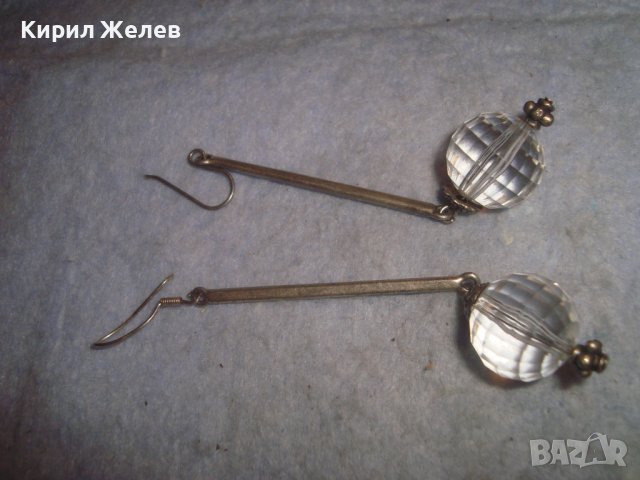 СТИЛНИ ПОСРЕБРЕНИ КРИСТАЛНИ ФАСЕТИРАНИ ОБЕЦИ 71251, снимка 3 - Обеци - 37715767
