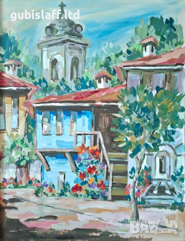 Kартина "Даниловата къща в Карлово", худ.Д.Пачов (1936-2010), снимка 2 - Картини - 54125028