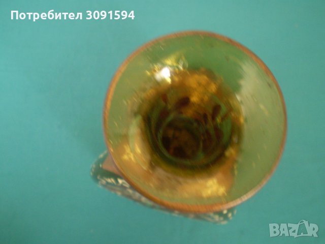 Ръчно издухано  и ръчно рисувана гарафа цвят карамел, снимка 7 - Антикварни и старинни предмети - 38467241