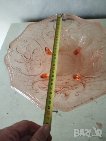 Стъклена (кристална) купа арт деко, снимка 5 - Други ценни предмети - 44802976