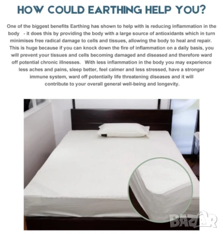 Заземяващ Чаршаф Заземяваща Антистатична Надматрачна Подложка Сребърни Нишки Платно Заземяващо Легло, снимка 5 - Други - 52848702