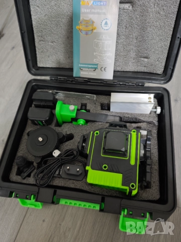 👉 „НОВО! Лазерен Нивелир 16 Линии Зелен Лазер – Самонивелиращ, Пълен Комплект, снимка 5 - Измервателни инструменти - 51999138