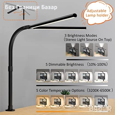 Нова Настолна LED лампа 25 светлинни режима регулируем ъгъл защита очи, снимка 6 - Настолни лампи - 51508131