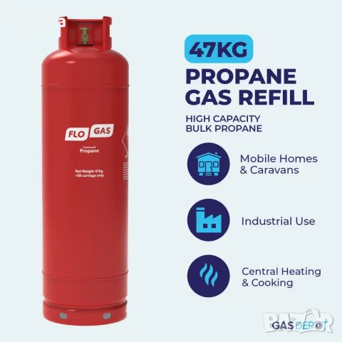 Бутилка за пропан Flogas 47кг - 92 литра, снимка 10 - Газови котлони - 55986482