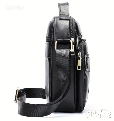 Изискана мъжка бутикова чанта за през рамо /Черна и кафява естествена кожа!, снимка 14 - Чанти - 50024605