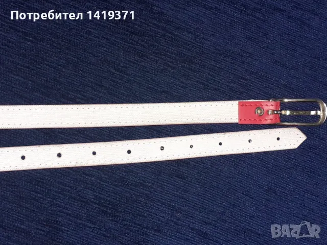 Красив червен кожен дамски колан с дължина 94.5 см, снимка 6 - Колани - 48110355