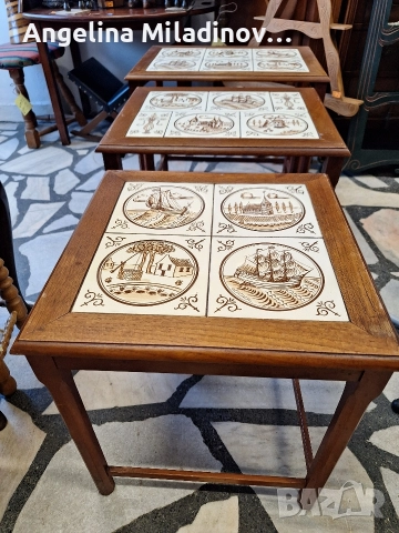 К - т три помощни масички с плочки , снимка 5 - Маси - 52801454