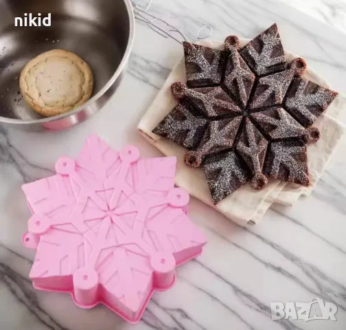 Грамадна снежинка на резки силиконов молд силиконова форма за кекс блат торта , снимка 2 - Форми - 48147402