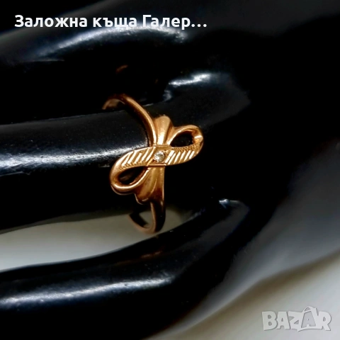 Стилен златен пръстен с фианит – 585 проба - 1,63г, снимка 5 - Пръстени - 54215041