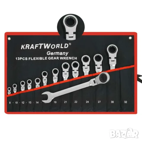 13бр. Чупещи звездогаечни тресчотъчни ключове KRAFTWORLD 8-32 mm
