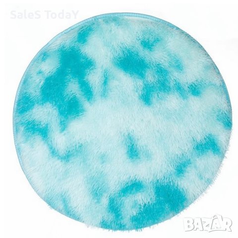 Кръгъл килим, син, Декоративна постелка, 80 см, снимка 1