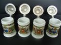 № 7145 четири стари макил порцеланови халбички  - с метални капачета, снимка 2