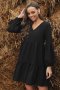 Дамска рокля с дълъг ръкав в черен цвят, снимка 2