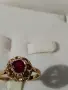 Съветски златен пръстен със синтетичен рубин, снимка 2