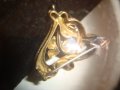 СТАРИННА ДИАМАНТЕНА ПОЗЛАТЕНА МЕДНА БРОШКА АРТ-ДЕКО ЮВЕЛИРНА РАБОТА ФЛОРАЛНА 60951, снимка 13